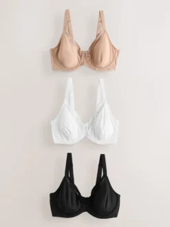 Black/White/Praline Nude DD+ Minimising Full Cup Bras 3 Pack