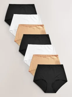 Black/White/Praline Nude Full Brief Microfibre Knickers 7 Pack