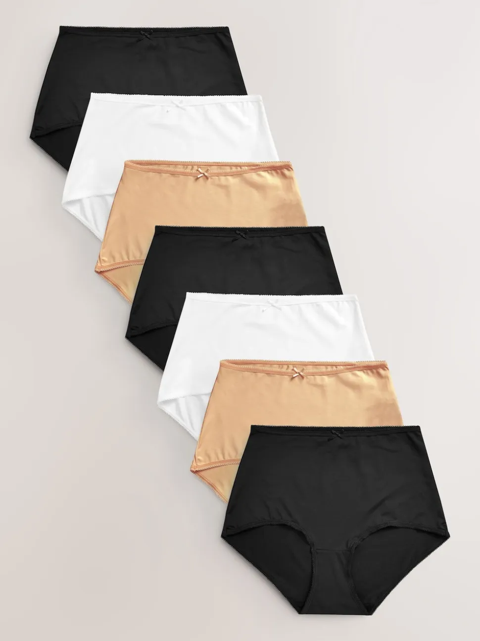 Black/White/Praline Nude Full Brief Microfibre Knickers 7 Pack