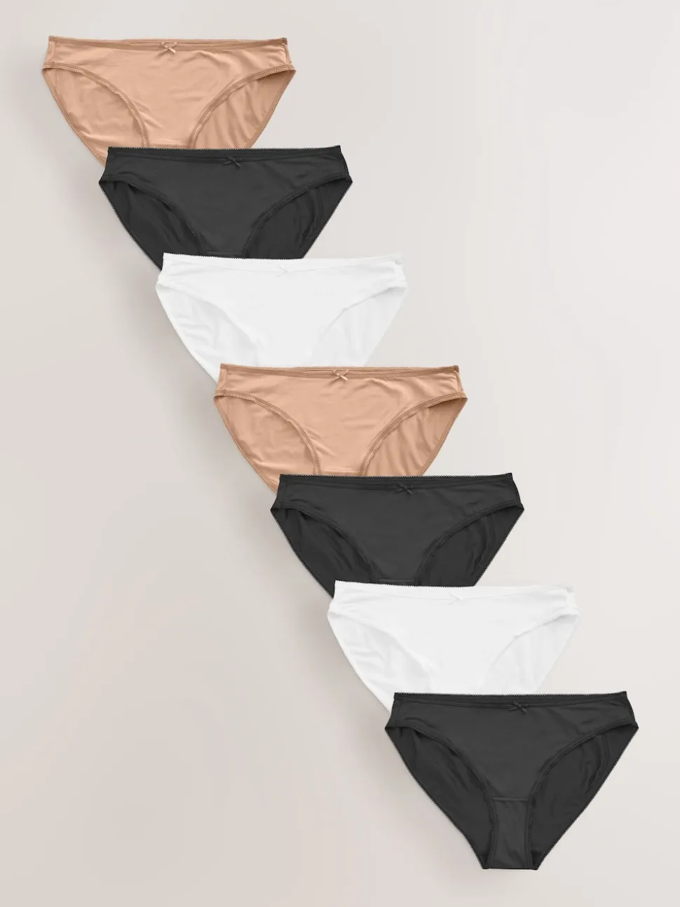 Black/White/Praline Nude High Leg Microfibre Knickers 7 Pack