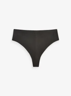 Black/White/Praline Nude High Waisted Thong No VPL Comfort Knickers 3 Pack