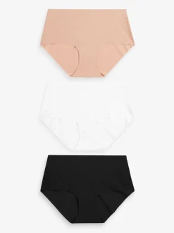 Black/White/Praline Nude Midi No VPL Comfort Knickers 3 Pack