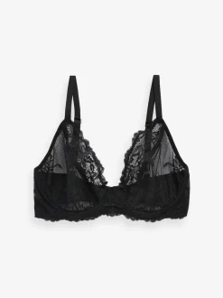 Black/White/Praline Nude Non Pad Plunge DD+ Lace Bras 3 Pack