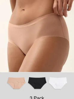 Black/White/Praline Nude Short No VPL Comfort Knickers 3 Pack