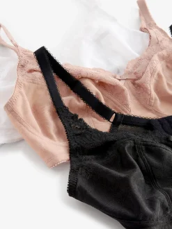 Black/White/Praline Nude Total Support Full Cup Lace Ultimate Comfort Bras 3 Pack