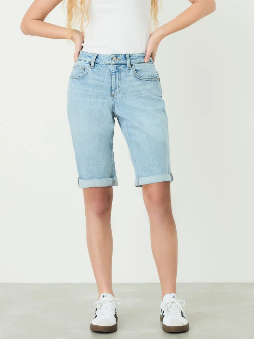 Bleach Knee Length Bermuda Denim Shorts