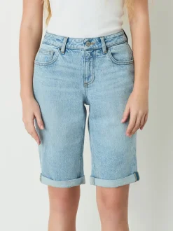 Bleach Knee Length Bermuda Denim Shorts