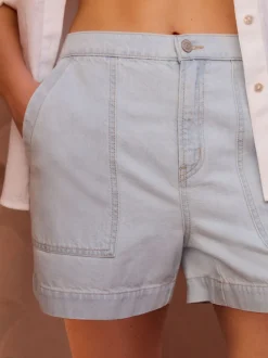 Bleach Utility Lightweight 100% Cotton Denim Shorts