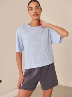 Blue Active Crew Neck Lightweight Boxy Short Sleeve T-Shirt
