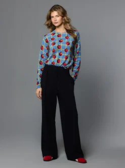 Blue Apple Check Pattern Soft Touch Crew Neck Cotton Rich Jumper