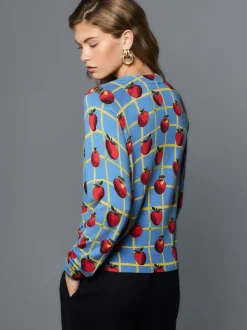 Blue Apple Check Pattern Soft Touch Crew Neck Cotton Rich Jumper