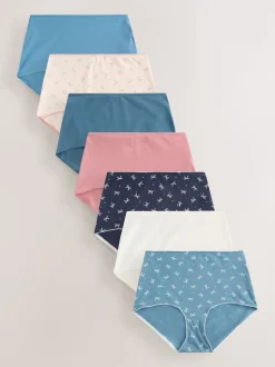 Blue Bows Full Brief Cotton Rich Knickers 7 Pack