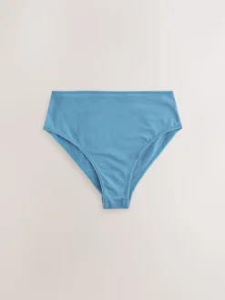Blue Bows High Waist High Leg Cotton Rich Knickers 7 Pack