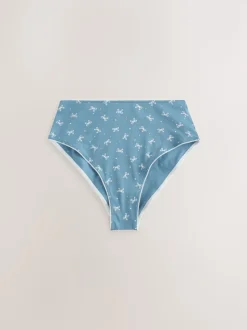Blue Bows High Waist High Leg Cotton Rich Knickers 7 Pack