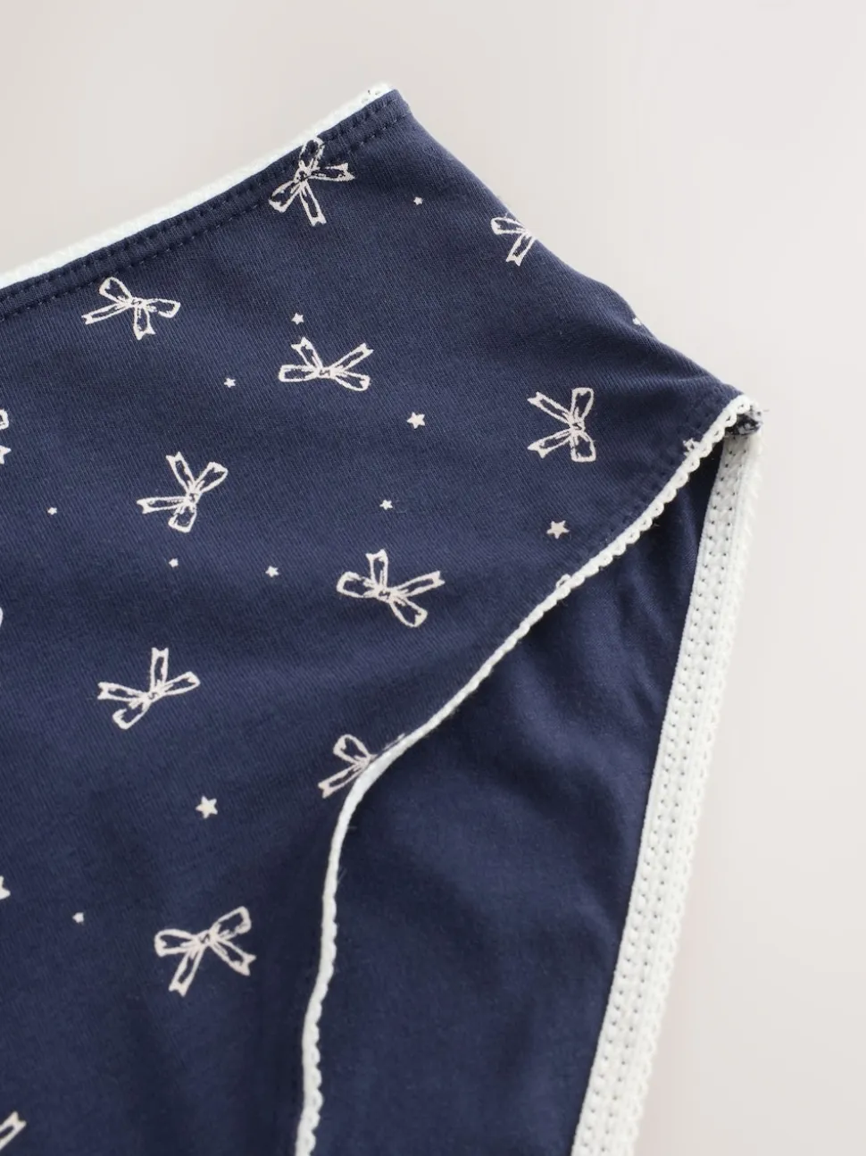 Blue Bows High Waist High Leg Cotton Rich Knickers 7 Pack