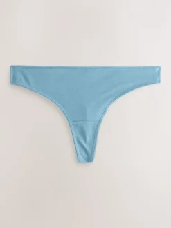 Blue Bows Thong Cotton Rich Knickers 7 Pack