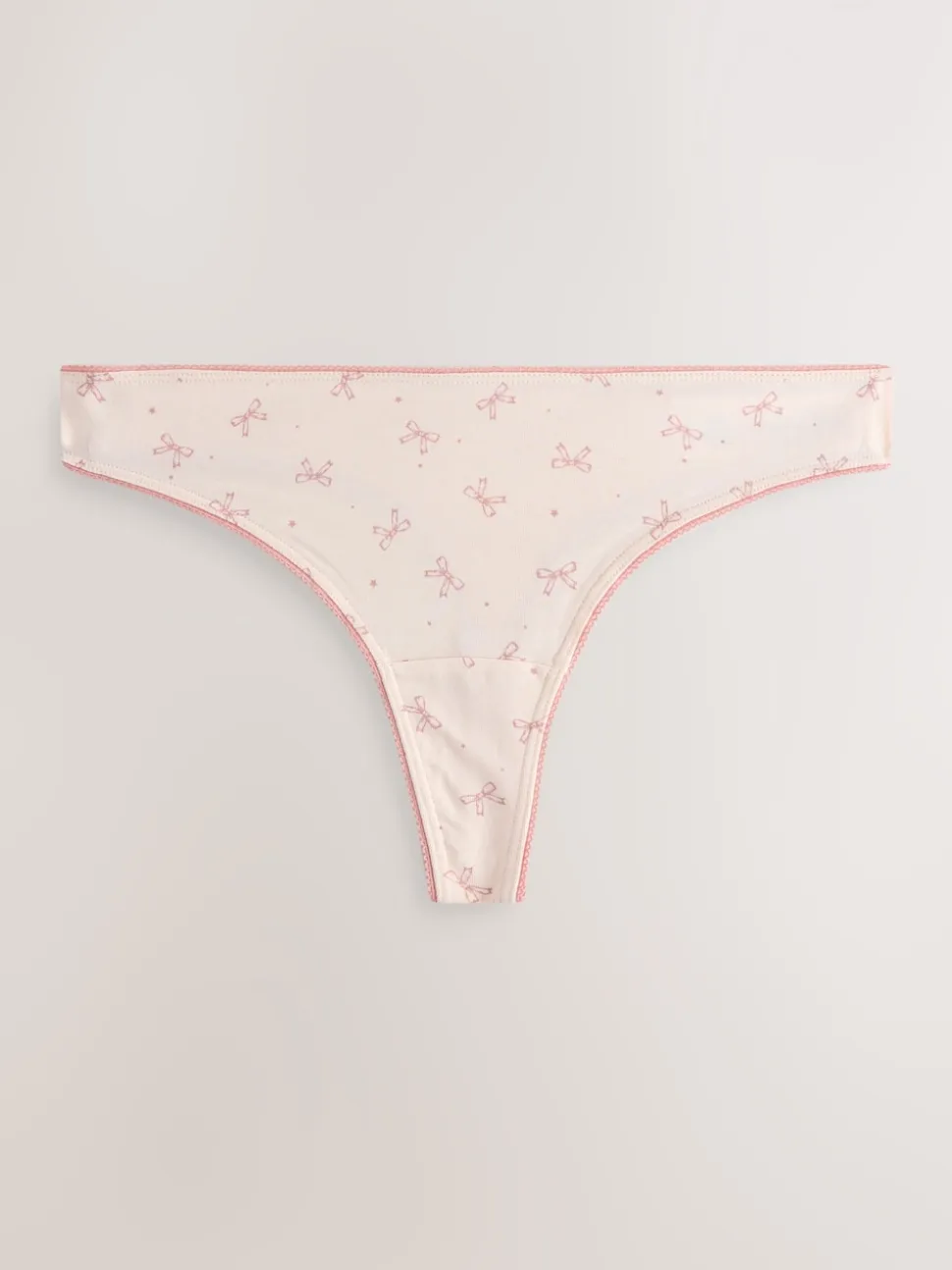 Blue Bows Thong Cotton Rich Knickers 7 Pack