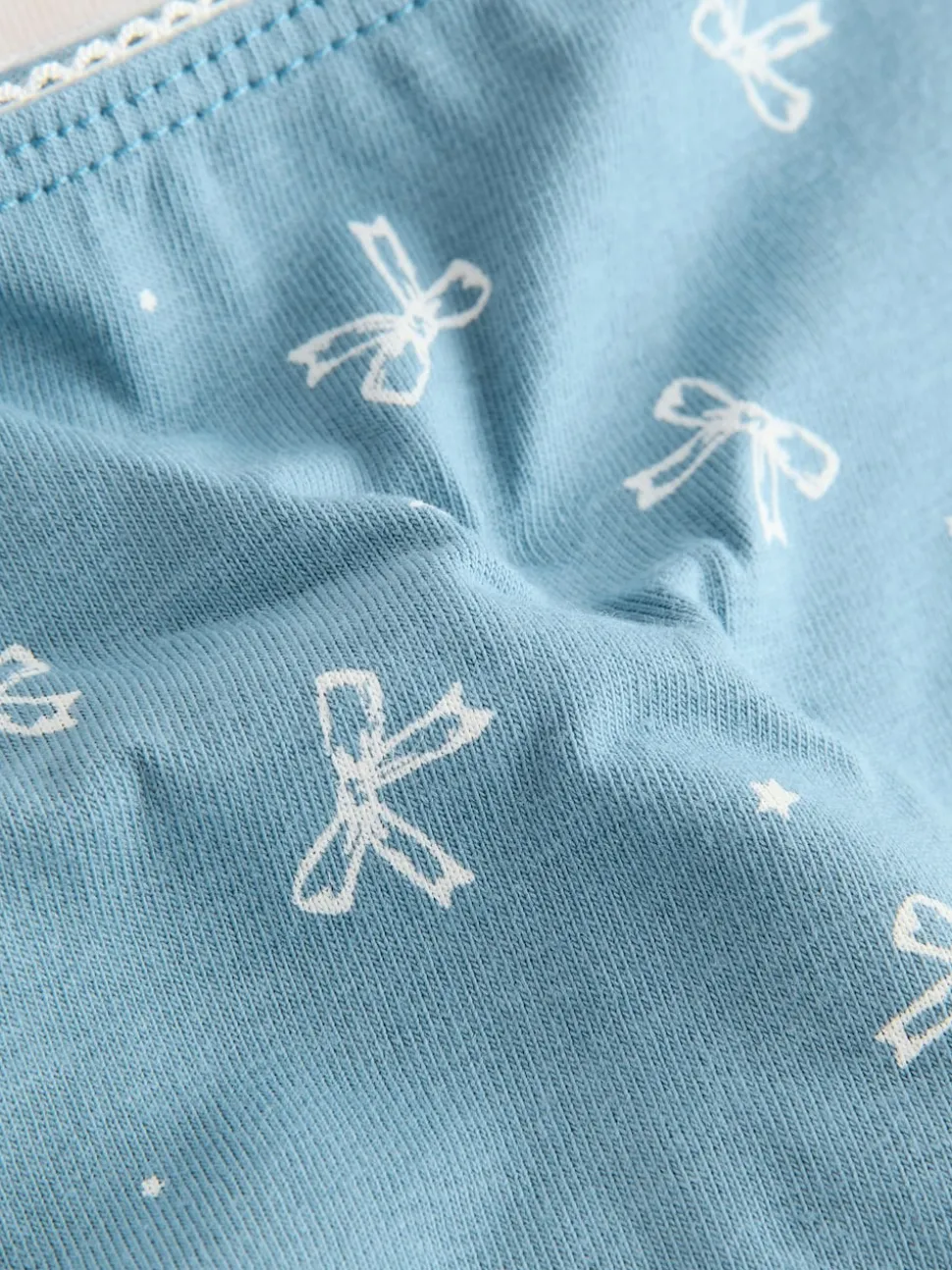 Blue Bows Thong Cotton Rich Knickers 7 Pack