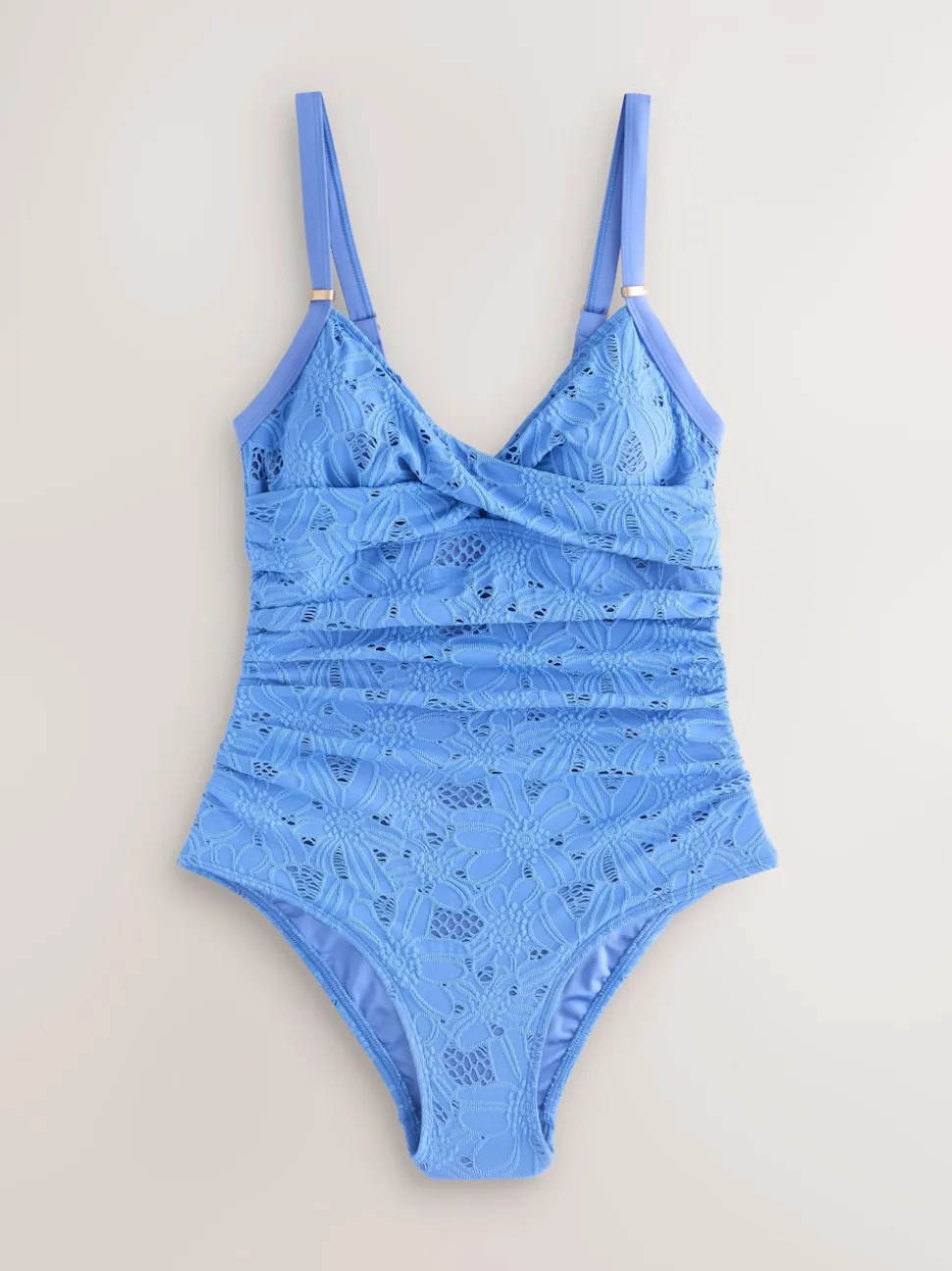 Blue Broderie Shaping Tummy Control Swimsuit