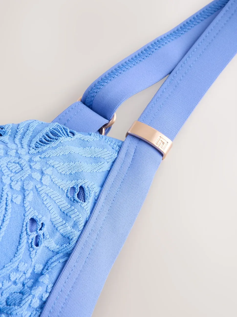 Blue Broderie Shaping Tummy Control Swimsuit