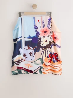 Blue Brunch Scene Lightweight Square Scarf