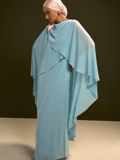Blue Cape Maxi Dress