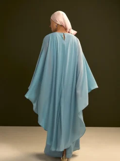 Blue Cape Maxi Dress