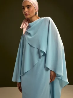 Blue Cape Maxi Dress