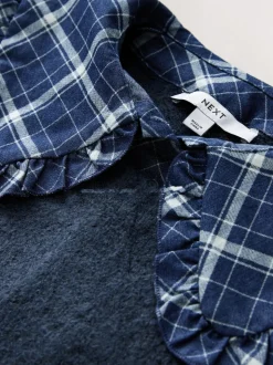Blue Check Frill Collar Shirt Layer Knitted Tank