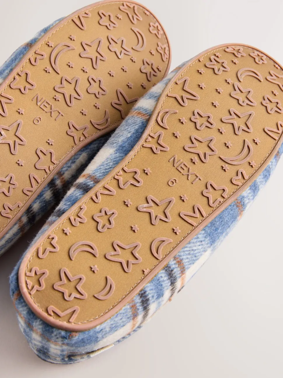 Blue Check Moccasin Brushed Slippers