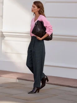 Blue Check N. Premium Barrel Leg Trousers With Wool