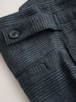 Blue Check N. Premium Barrel Leg Trousers With Wool