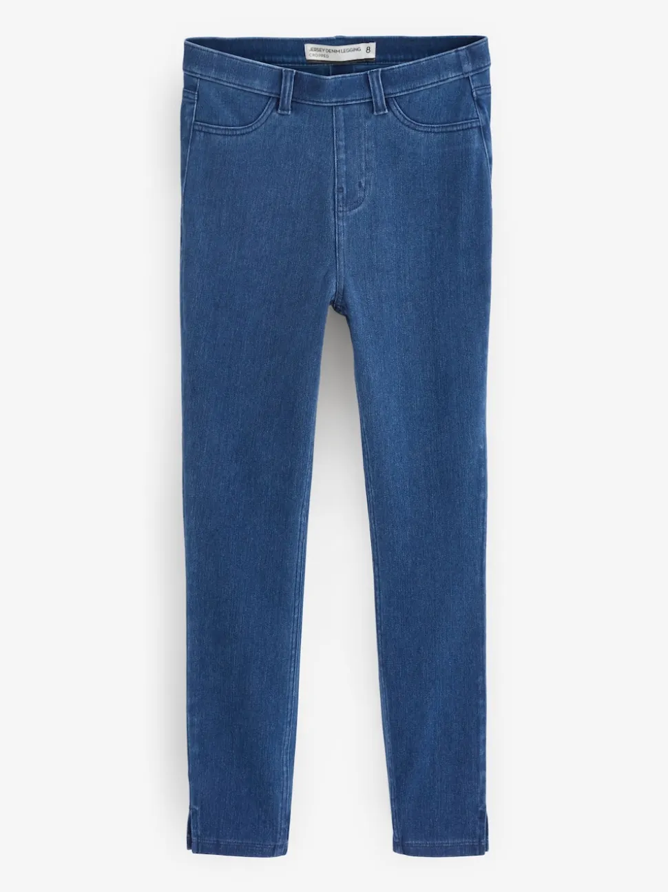 Blue Dark Wash Cropped Denim Jersey Leggings