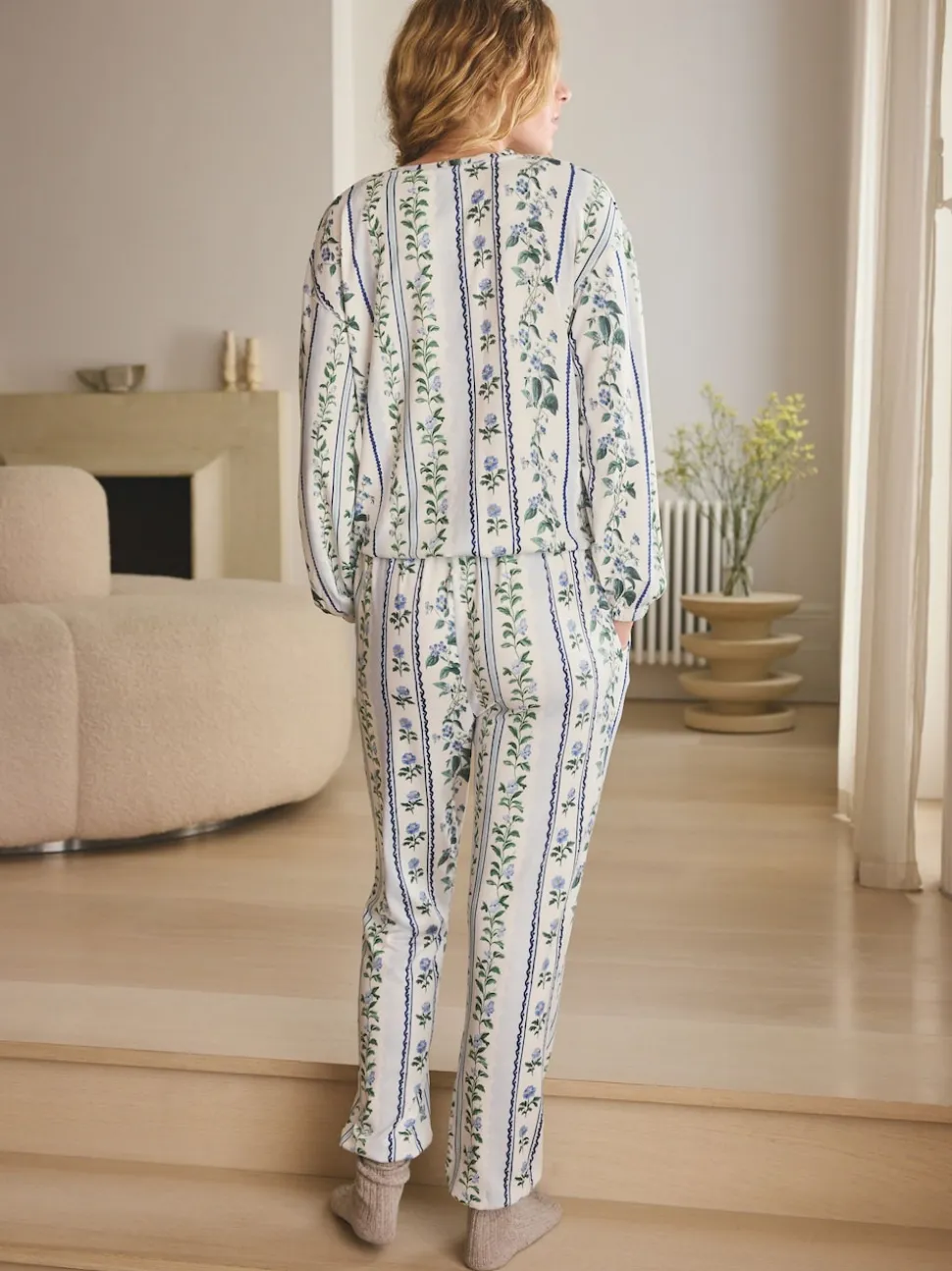 Blue Floral Cosy Long Sleeve Pyjamas