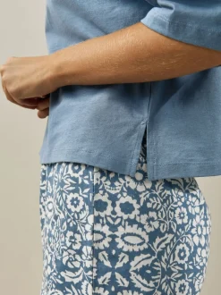 Blue Floral Cotton Short Set Pyjamas