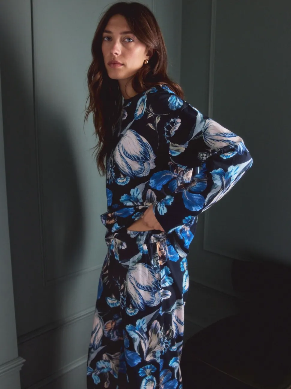 Blue Floral Kew Collection Long Sleeve Pyjamas
