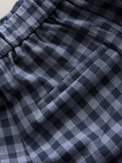 Blue Gingham Barrel Leg Trousers