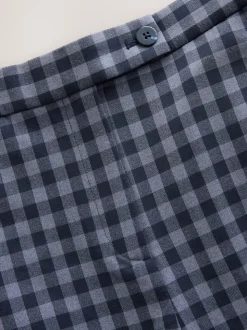 Blue Gingham Barrel Leg Trousers