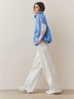 Blue Half Zip Fleece with Colourblock Panels