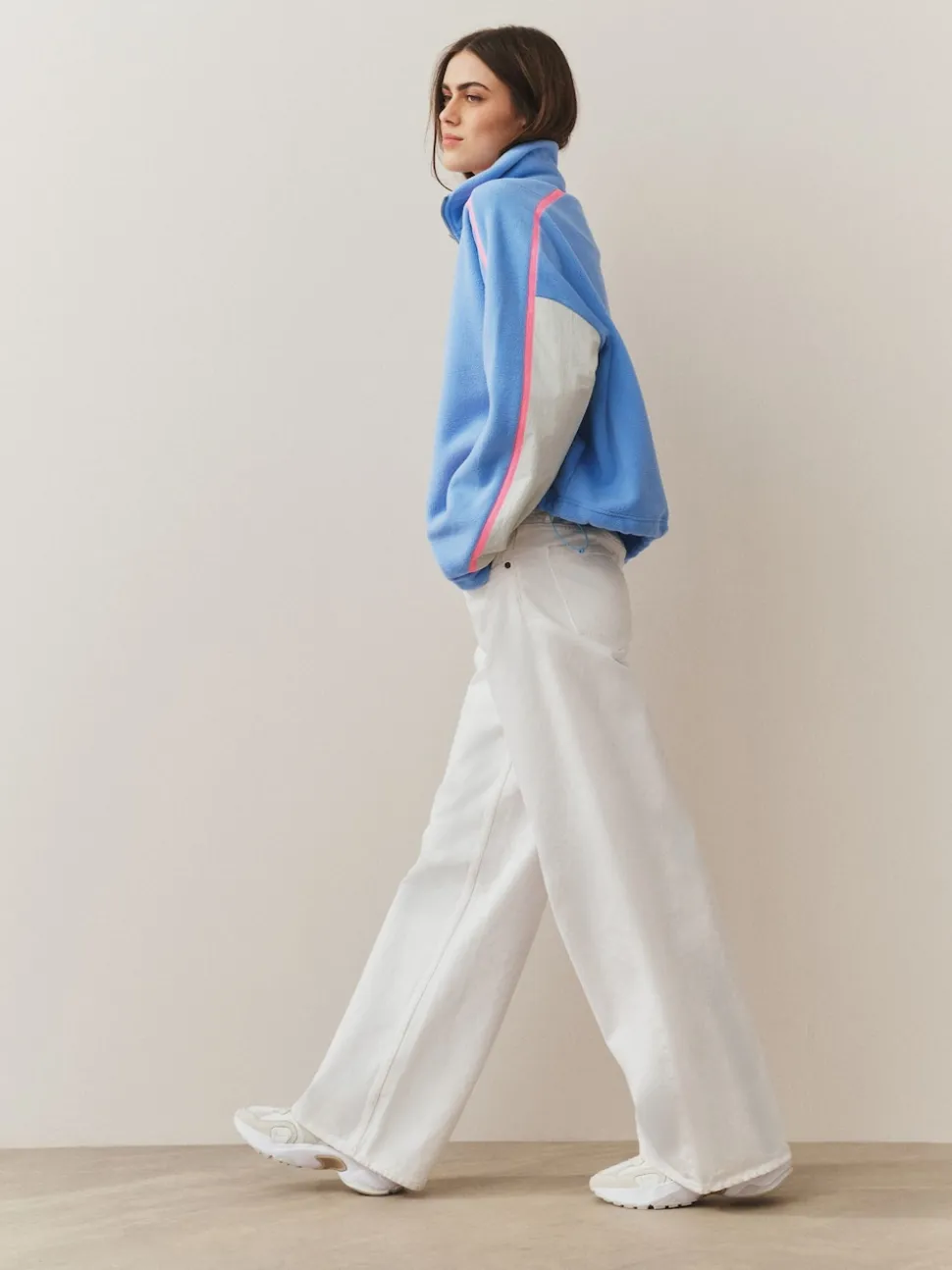 Blue Half Zip Fleece with Colourblock Panels