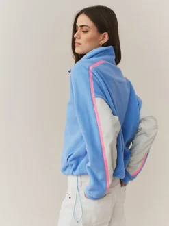Blue Half Zip Fleece with Colourblock Panels