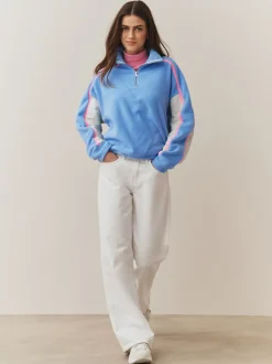 Blue Half Zip Fleece with Colourblock Panels