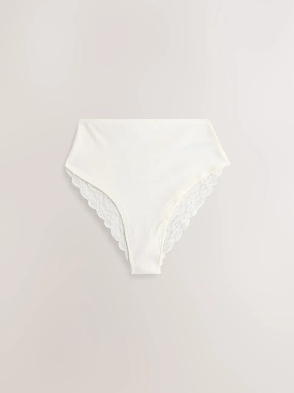 Blue High Waist High Leg Cotton and Lace Knickers 7 Pack