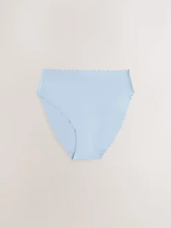 Blue High Waist High Leg No VPL Scallop Knickers 3 Pack