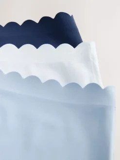 Blue High Waist High Leg No VPL Scallop Knickers 3 Pack