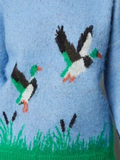 Blue Mallard Duck Graphic Brushed Crew Neck Jumper