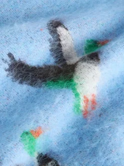 Blue Mallard Duck Graphic Brushed Crew Neck Jumper
