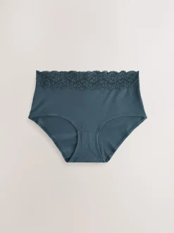 Blue Midi Cotton and Lace Knickers 7 Pack