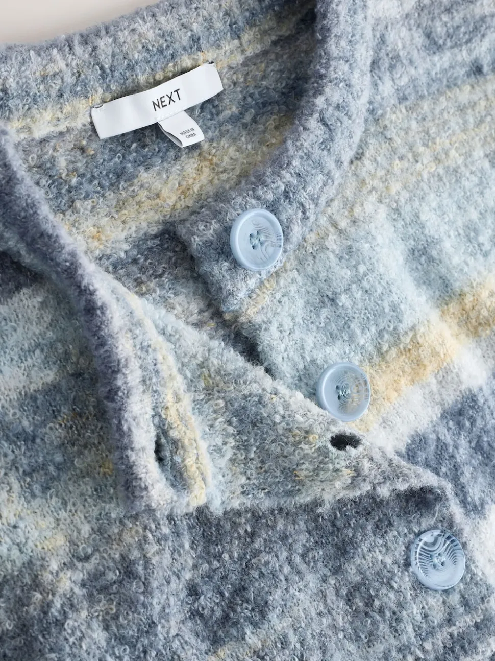 Blue Multi Spacedye Knitted Crew Neck Cardigan