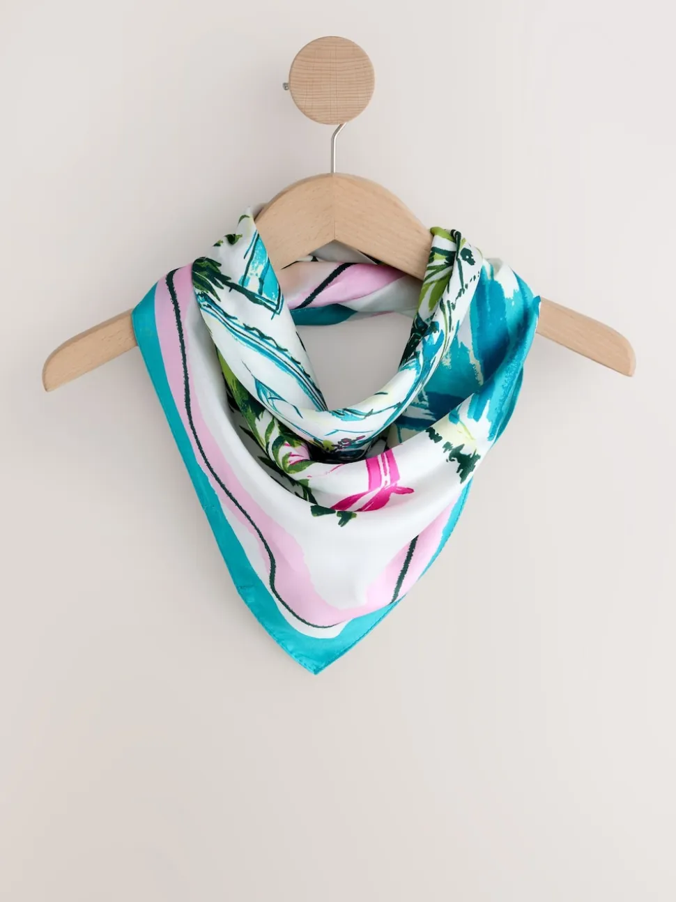 Blue Poolside Scene Satin Square Scarf